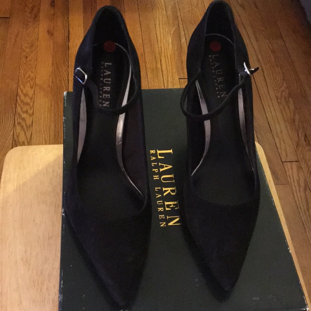Black suede heels